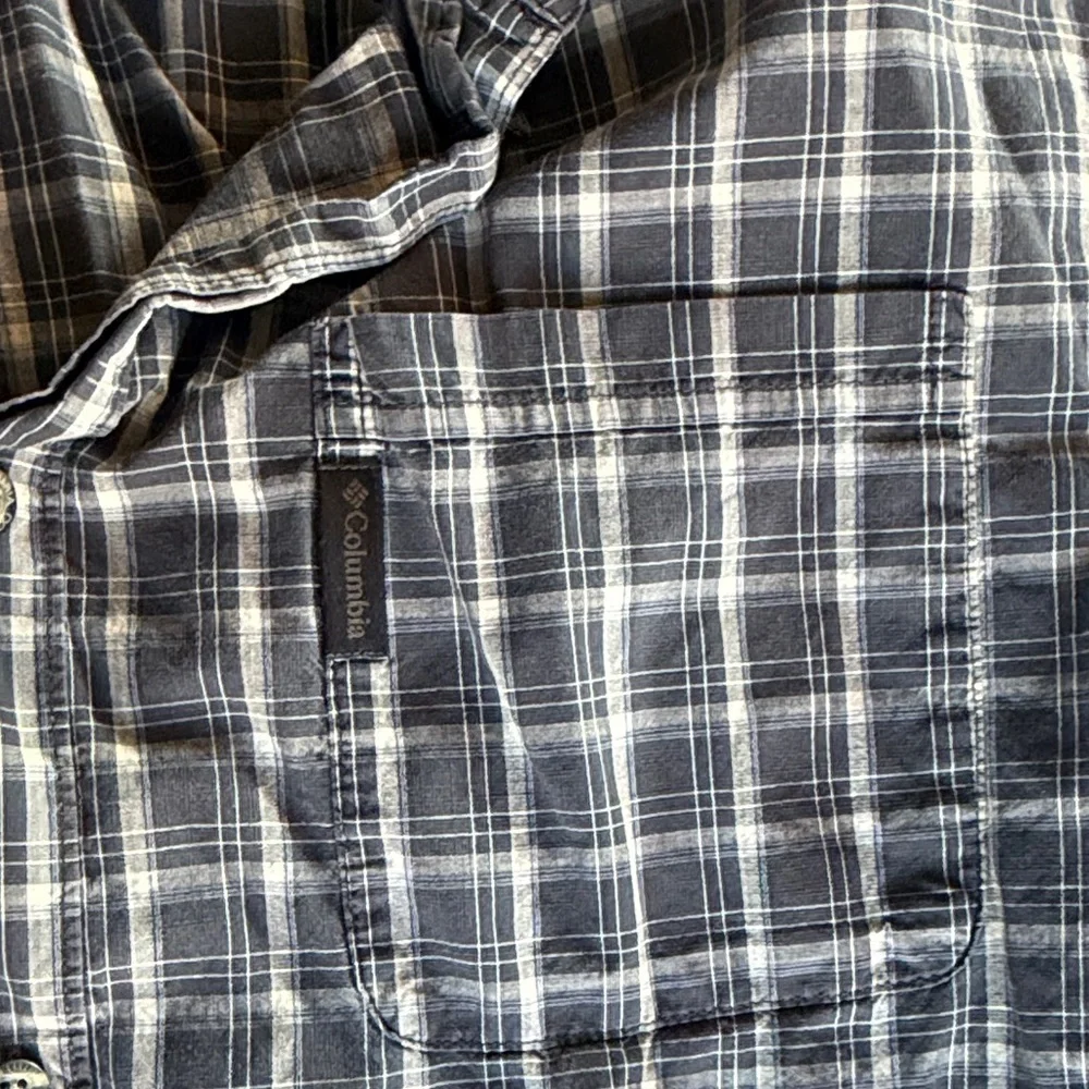 Columbia Blue and White Plaid Button-Down Shirt - Picture 3 of 4